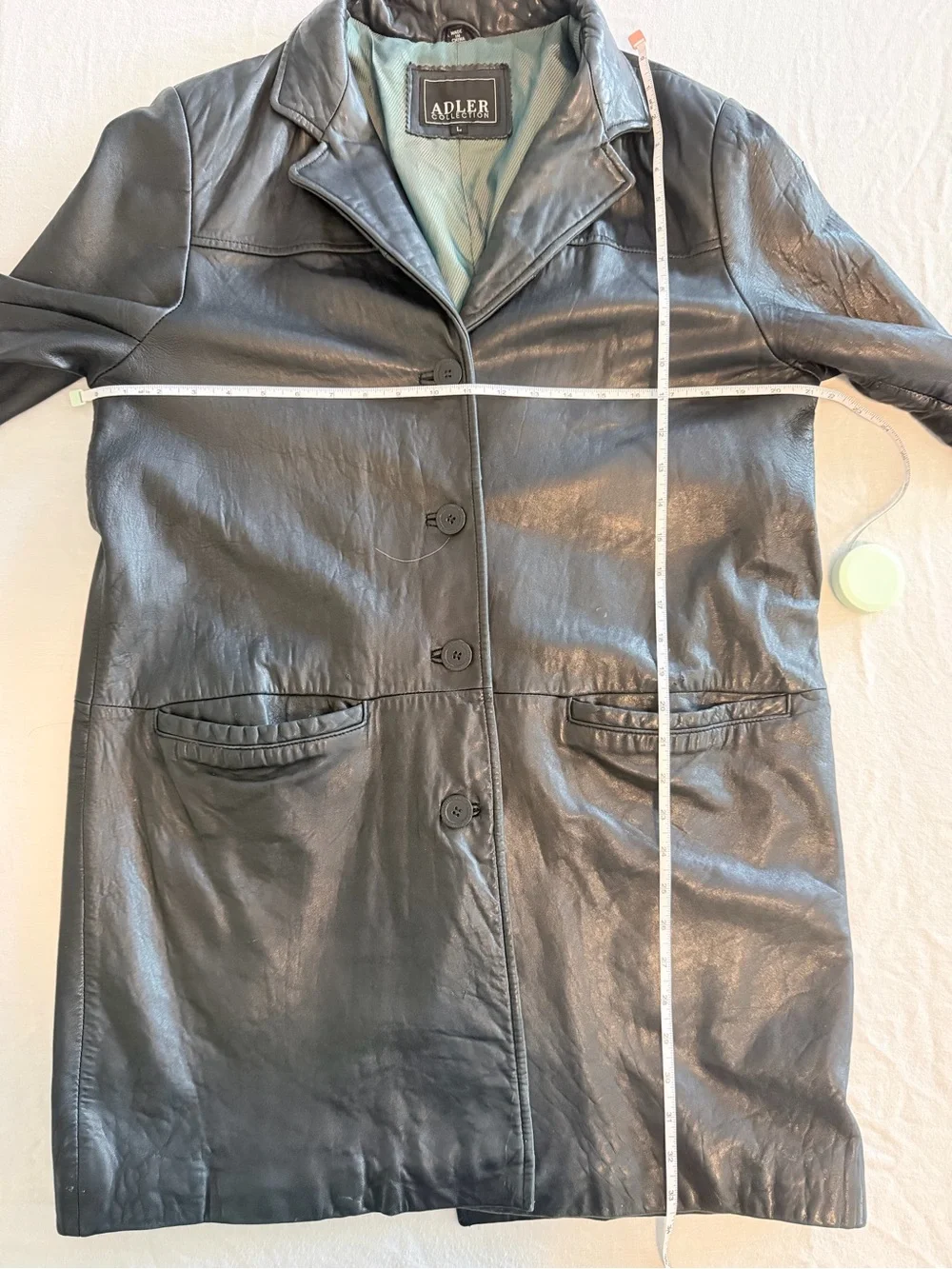 Adler Women's Black Leather Button-Front Coat